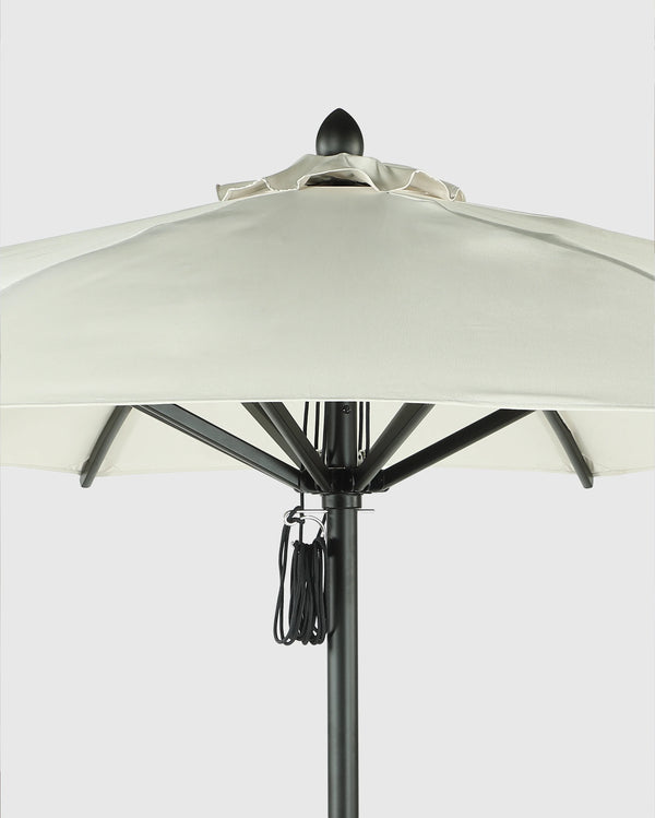 9' Round Sunbrella Outdoor Umbrella and Base - One Size / Natural/Black