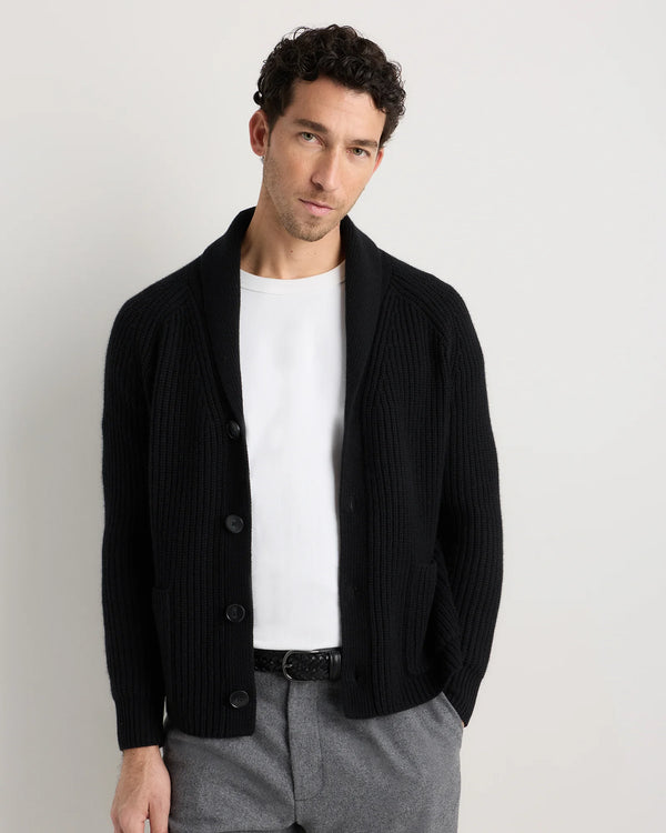 Mongolian Cashmere Shawl Collar Cardigan - S / Black