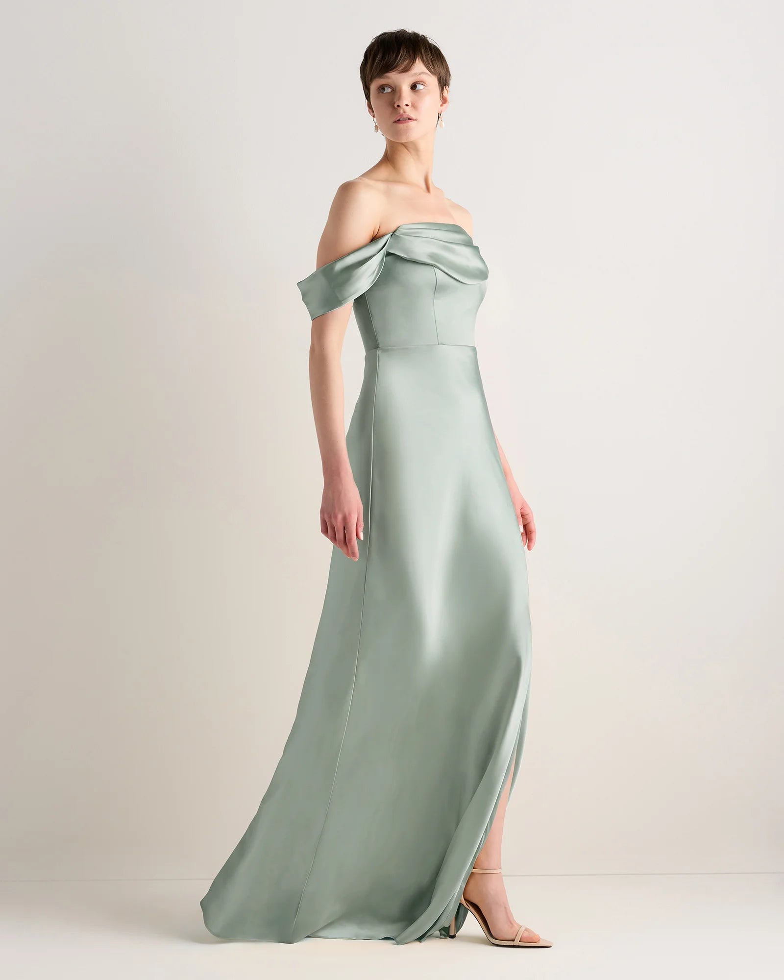Aurora Stretch Satin Convertible Dress - 0 / Garden Sage Green Secondary image