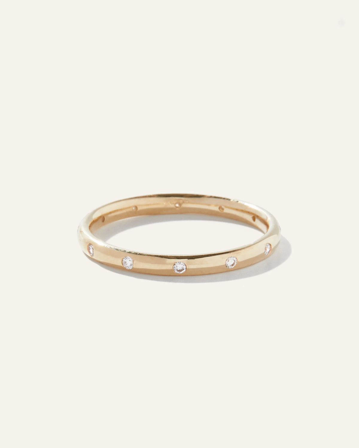 14K Gold Diamond Dot Ring - 4 / Yellow Gold Main image