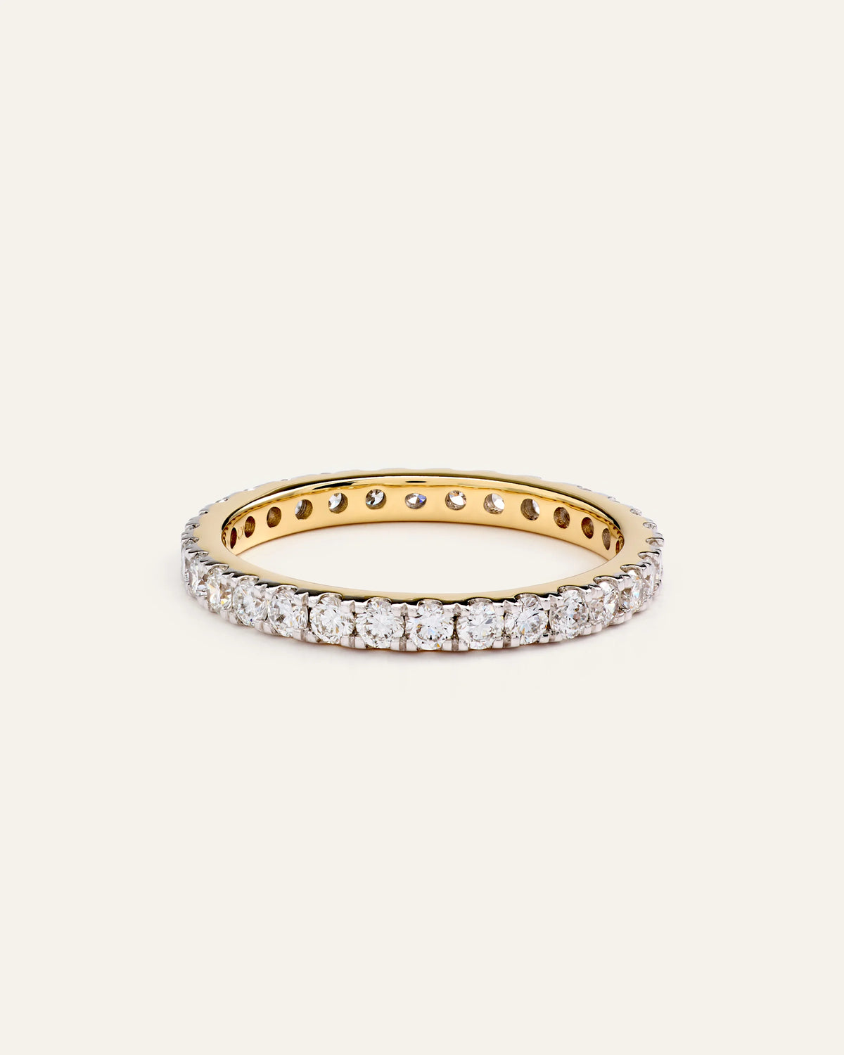 14K Gold Lab Grown Diamond Pave Eternity Band - 1ctw - 4 / Yellow Gold Main image