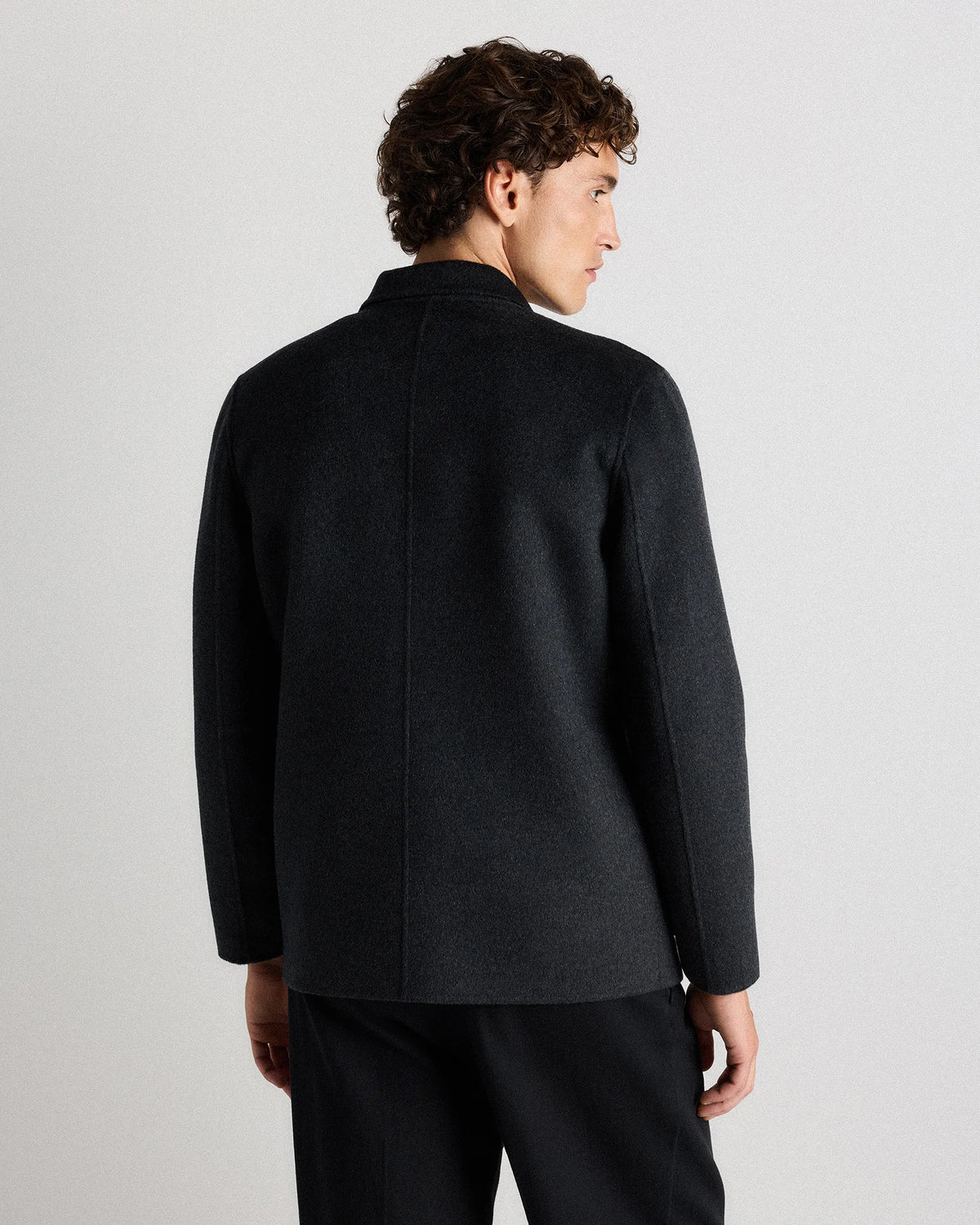 100% Mongolian Cashmere Double-Faced Chore Blazer - S / Heather Charcoal