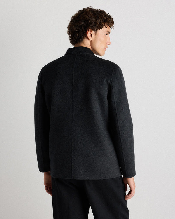 100% Mongolian Cashmere Double-Faced Chore Blazer - S / Heather Charcoal