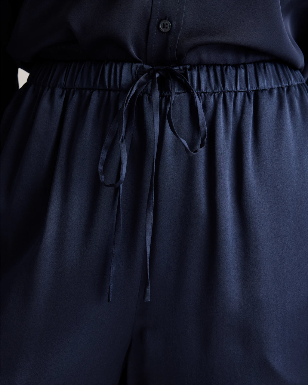 100% Washable Silk Drawstring Wide Leg Pants - XS / Black