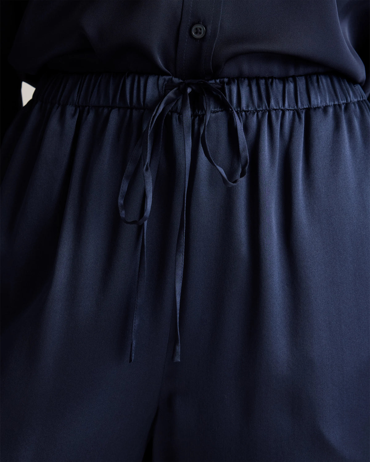 100% Washable Silk Drawstring Wide Leg Pants - XS / Black
