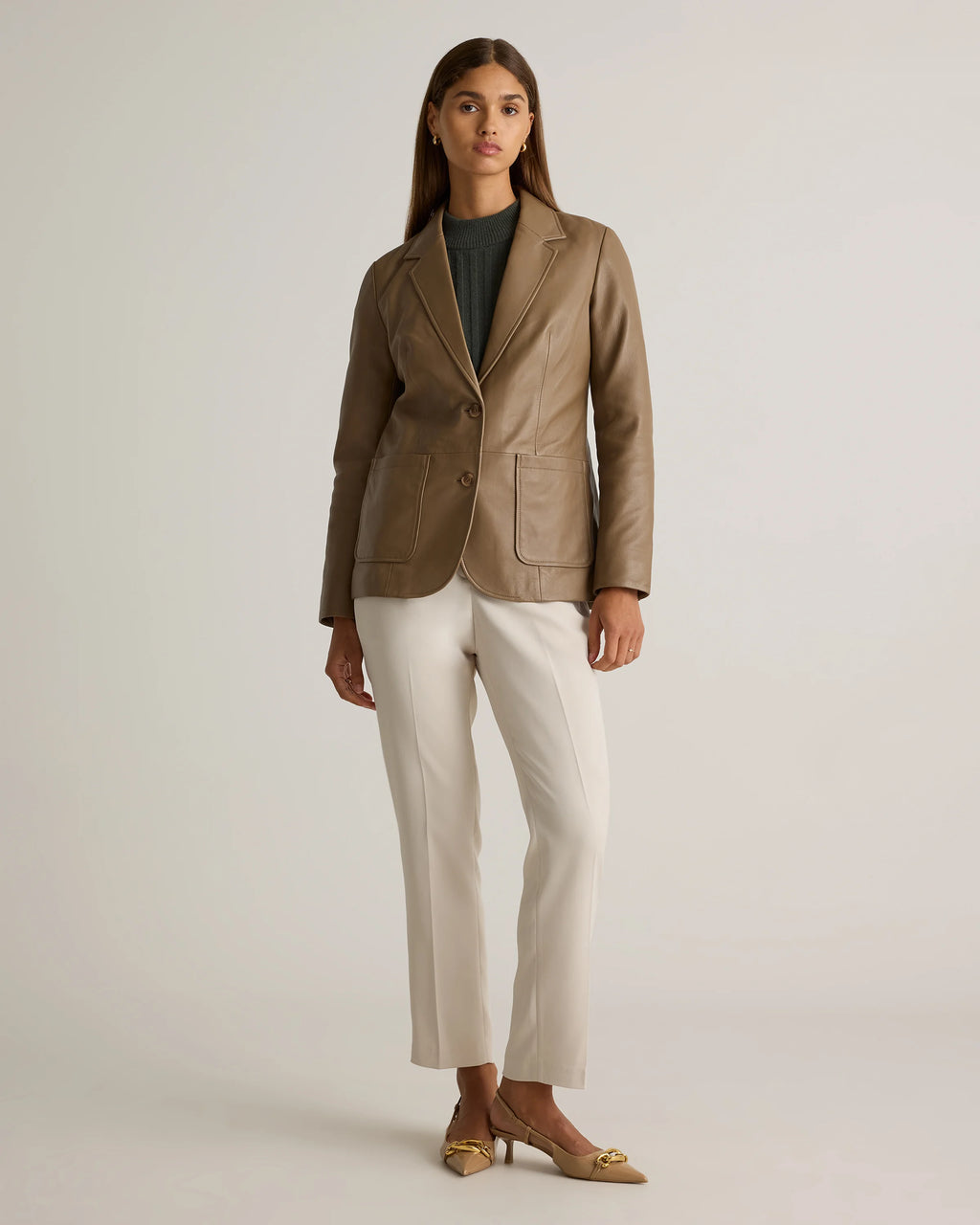 100% Leather Blazer - XS / Rich Brown