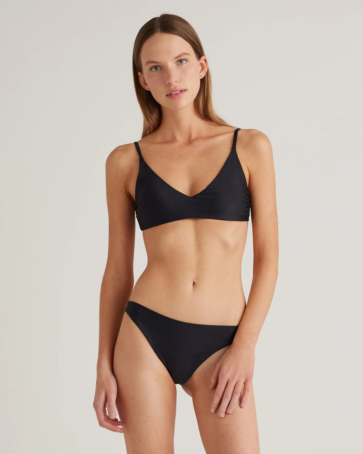 Italian V-Neck Bikini Top - XS / Black