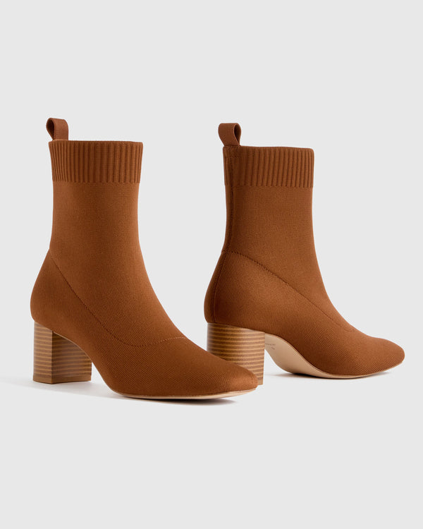Eco Knit Heeled Bootie - 5 / Almond