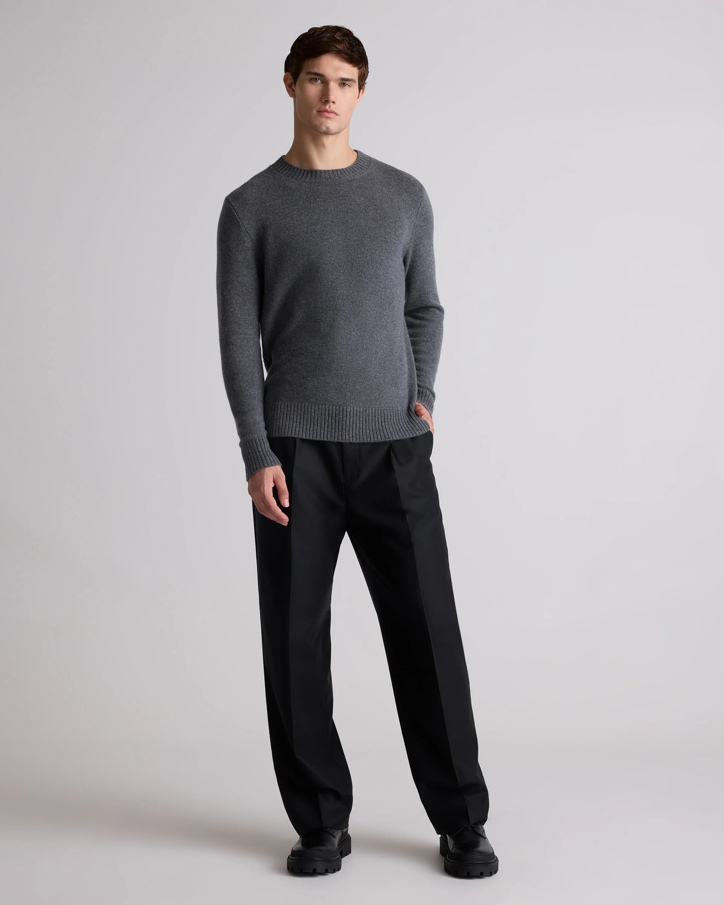 Luxe Baby Cashmere Crewneck Sweater - S / Heather Pewter Secondary image