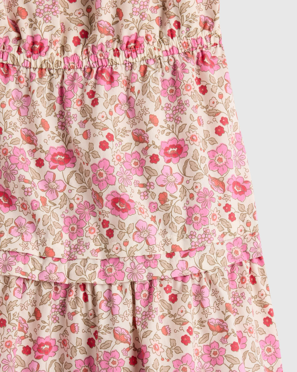 100% Organic Cotton Poplin Tiered Dress - 6 / Wildflower Botanical