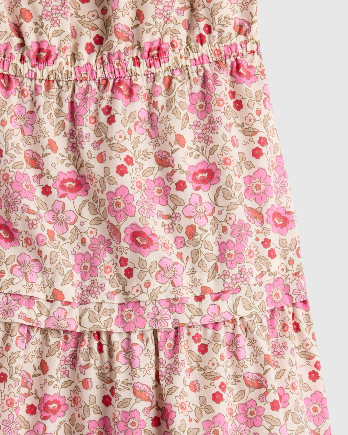 100% Organic Cotton Poplin Tiered Dress - 6 / Wildflower Botanical