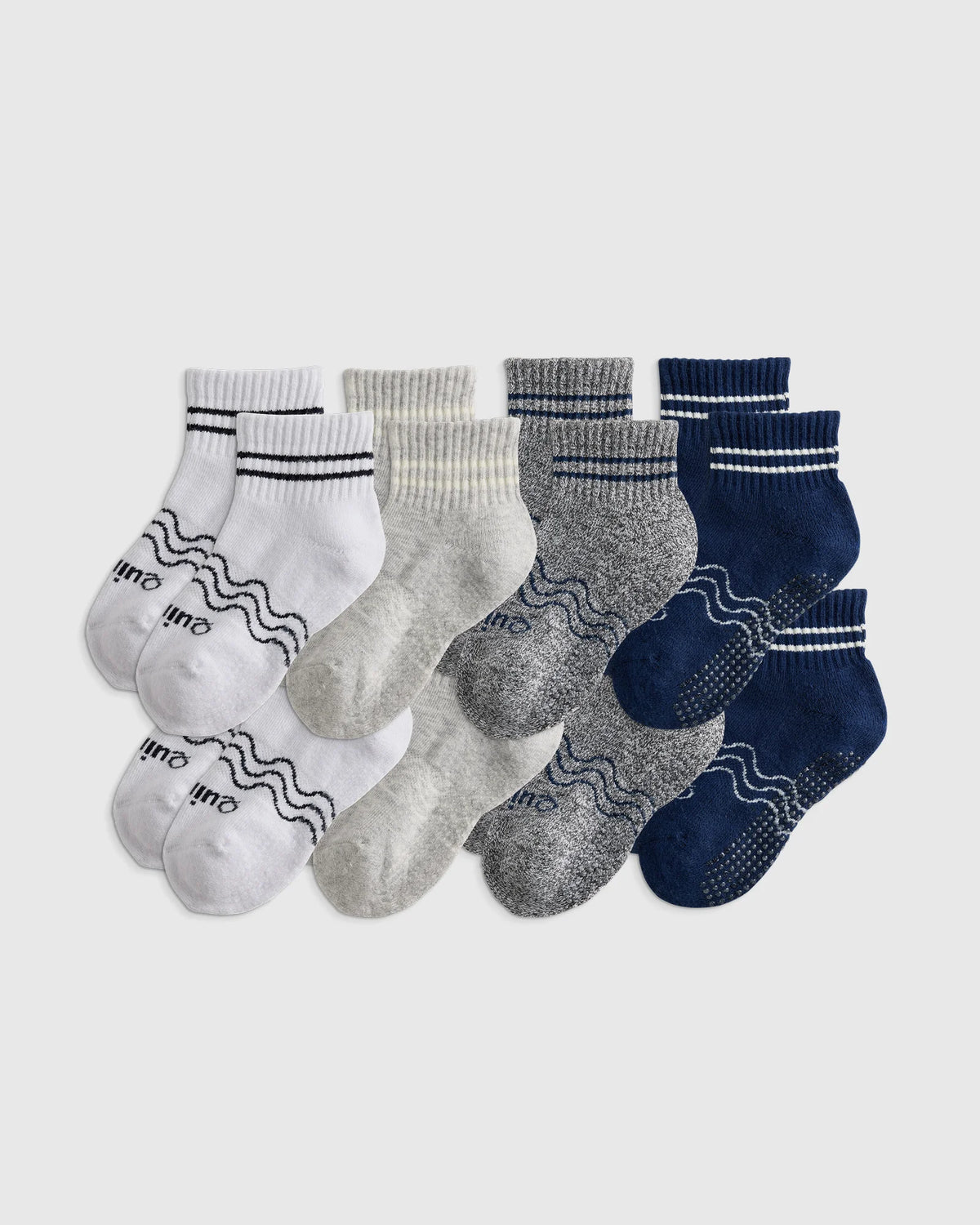 Organic Cotton Quarter Crew Socks 8-Pack - 12M-24M / White/Grey Multi Main image