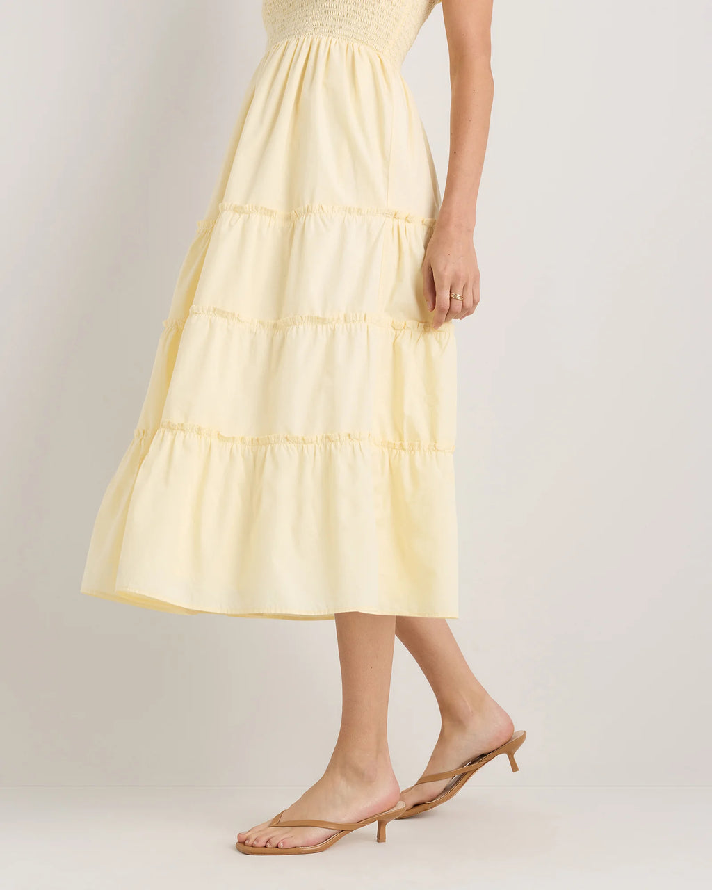 100% Organic Cotton Poplin Smocked Midi Dress - XS / Riviera Blue Heirloom Floral