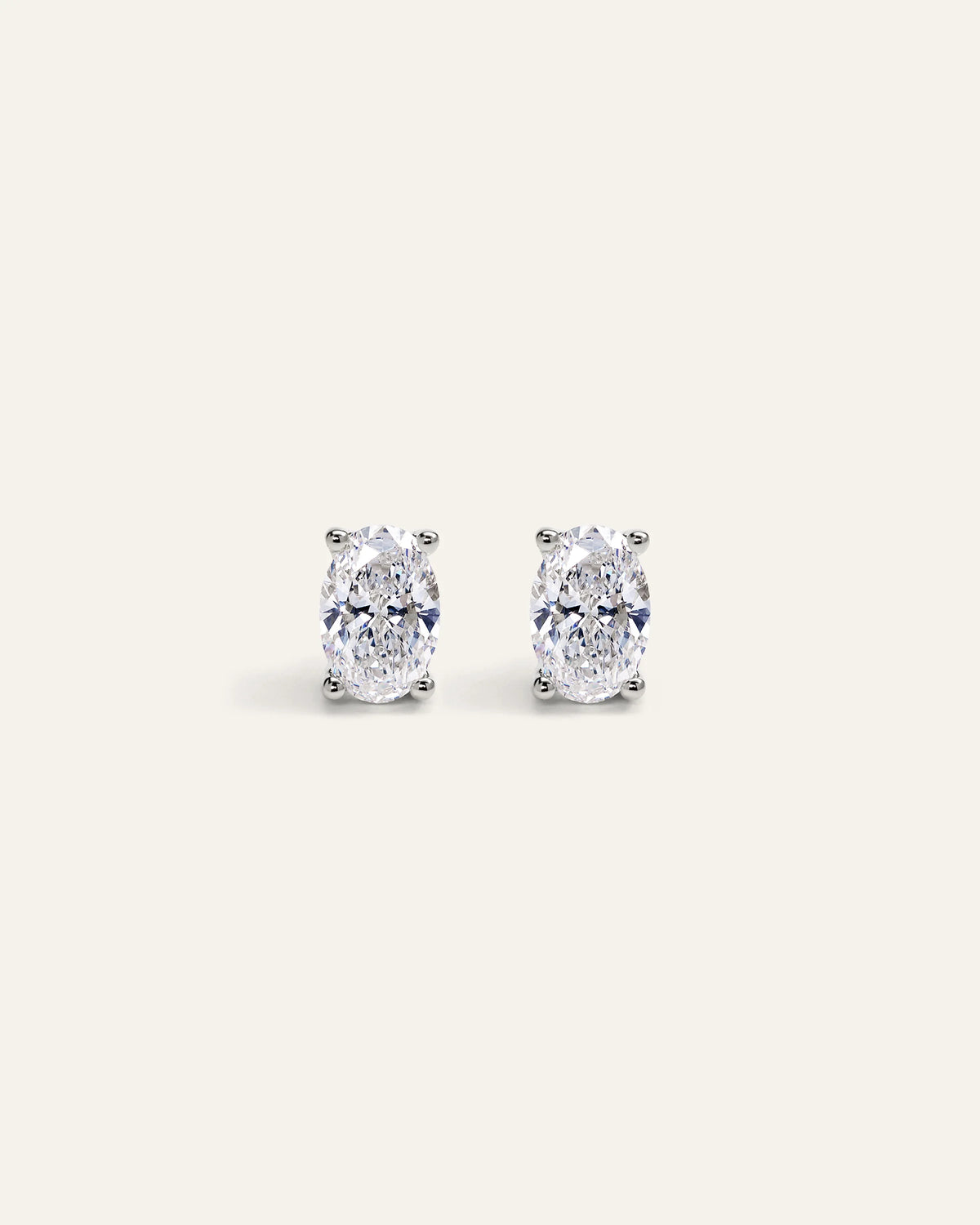 14K Gold Lab Grown Diamond Oval Solitaire Studs - 1ctw - One Size / Yellow Gold