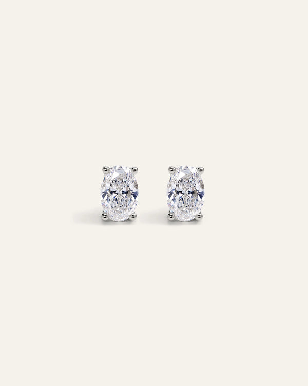 14K Gold Lab Grown Diamond Oval Solitaire Studs - 1ctw - One Size / Yellow Gold
