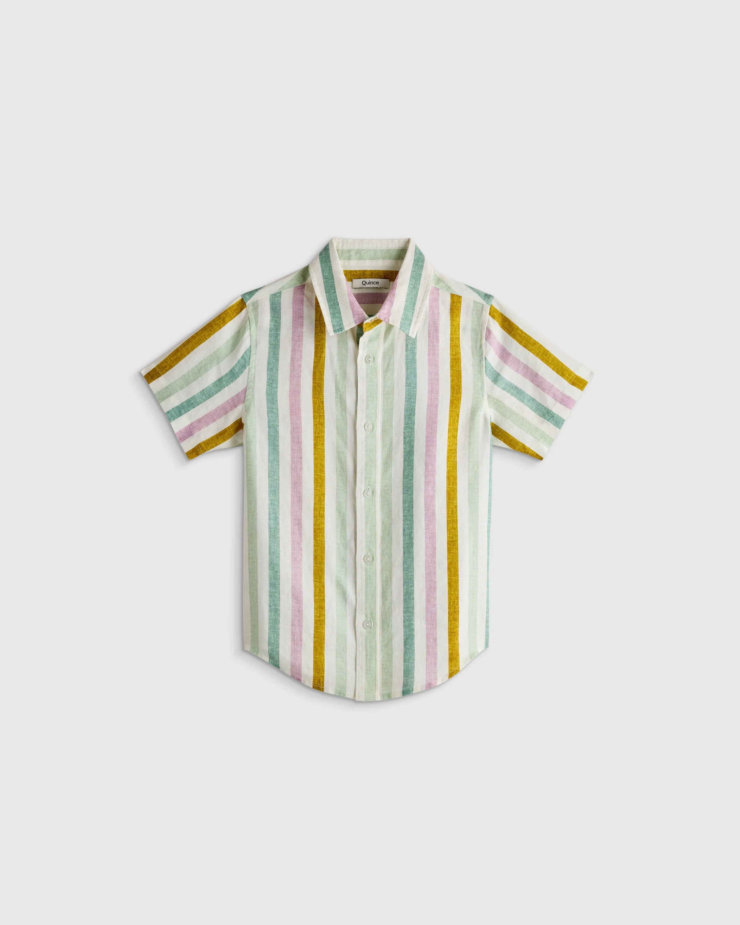 100% European Linen Printed Short Sleeve Shirt - 2T / Multi Palm Secondary image