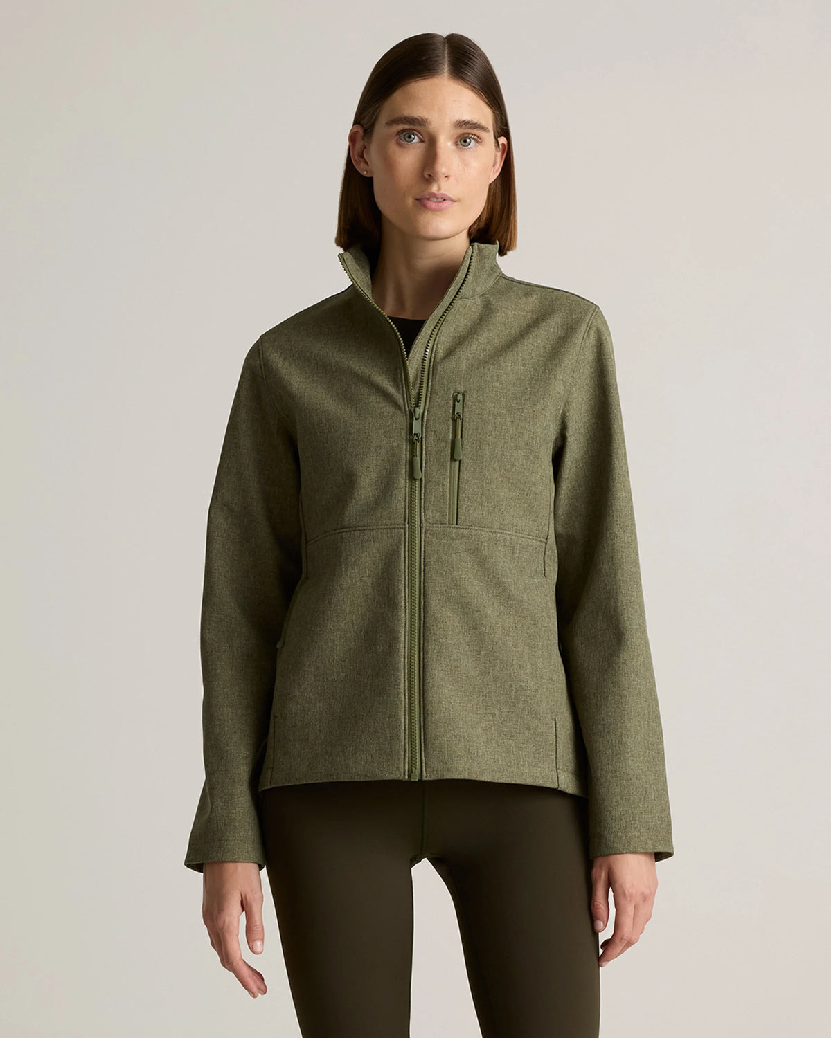 Softshell Fleece-Lined Full-Zip Jacket - XS / Heather Deep Navy