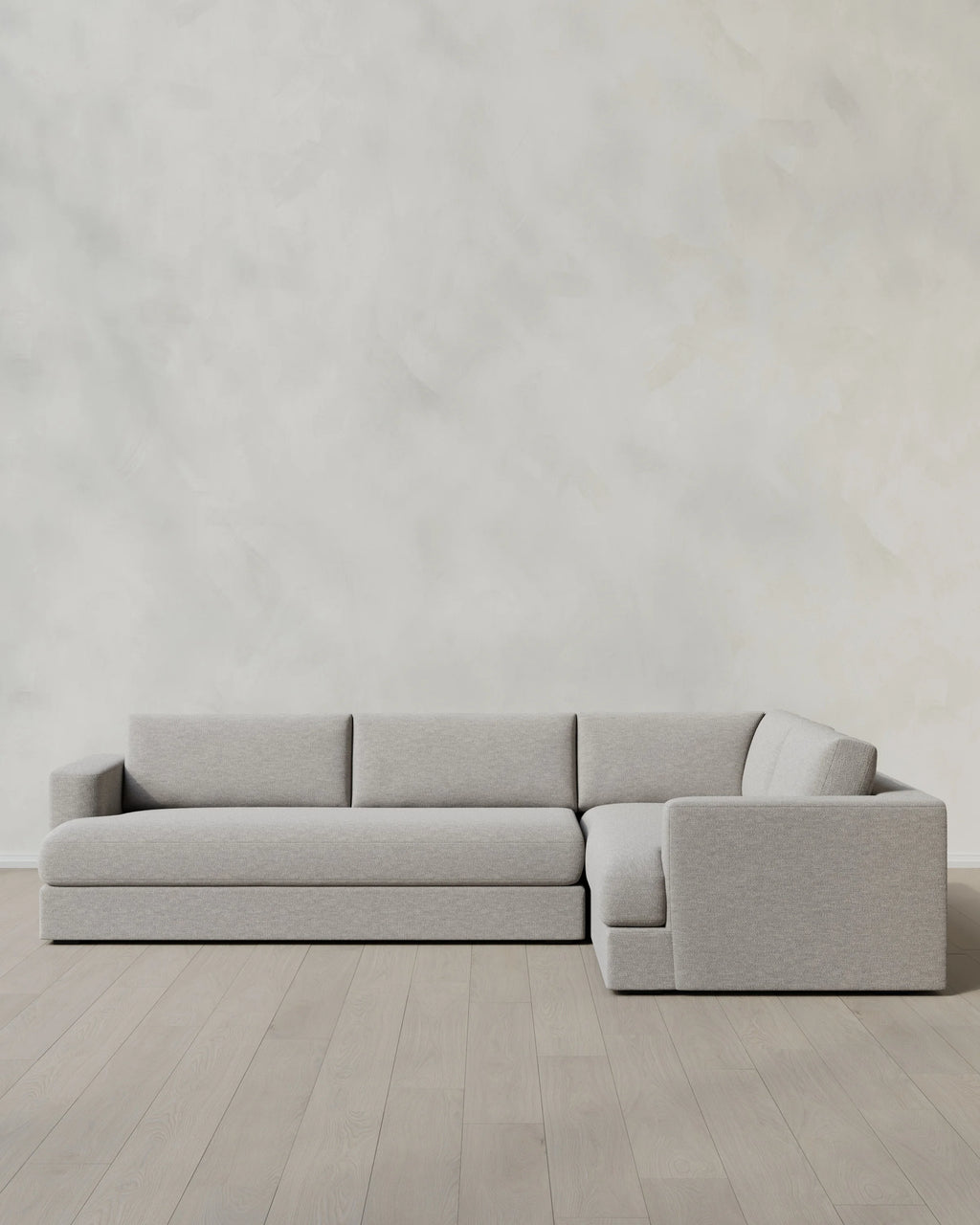 Sierra Curved Arm L Sectional in Performance Basketweave - Right Arm / Fog