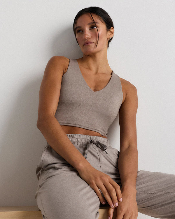 Ultra-Soft V-Neck Cropped Tank - XS / Heather Navy