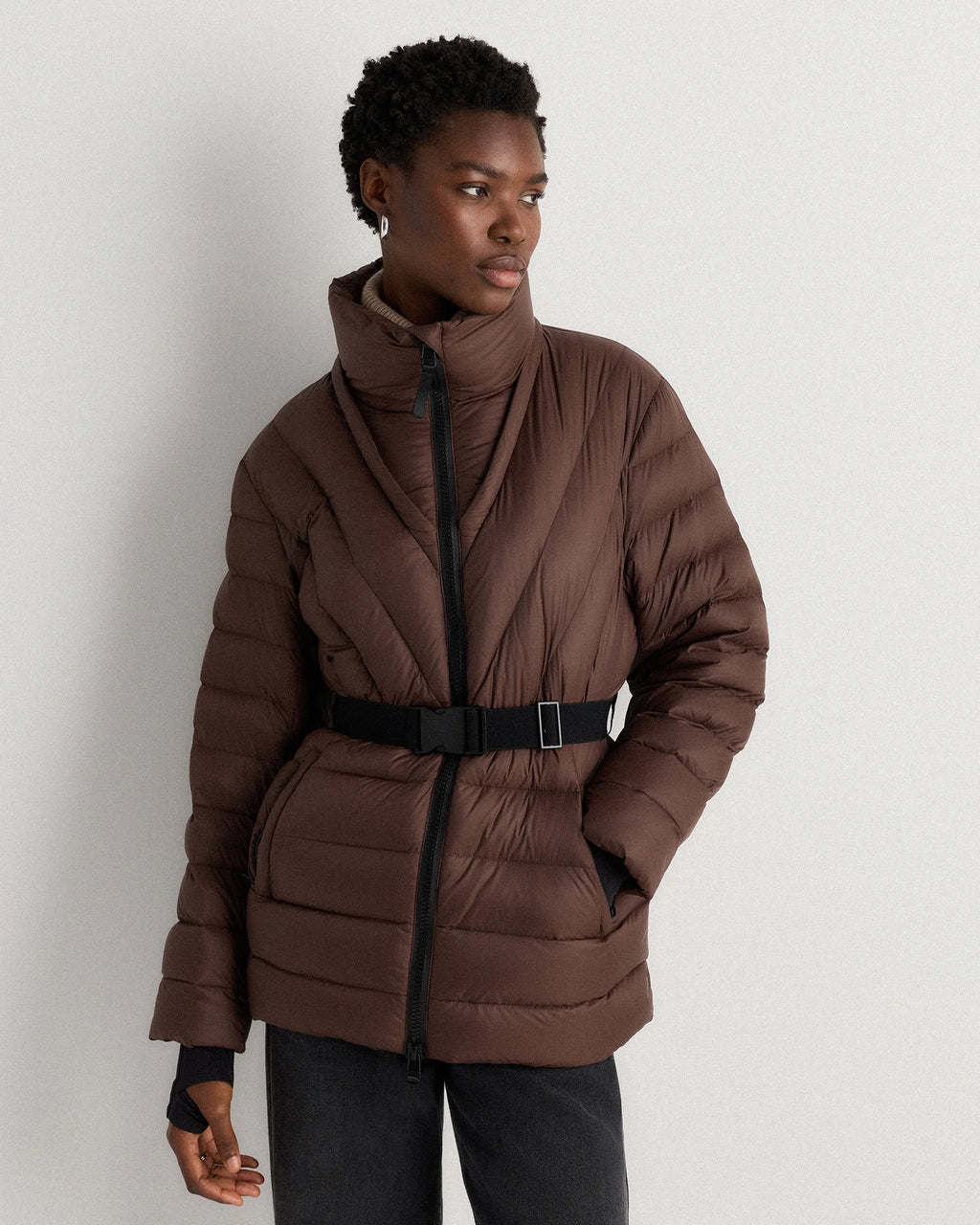 Responsible Down Belted Puffer Coat - XS / Hot Fudge