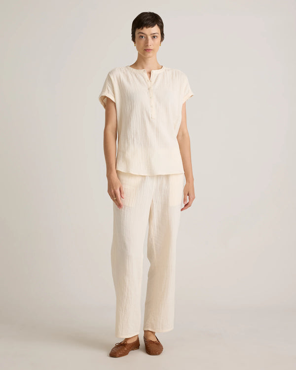 100% Organic Cotton Gauze Roll Sleeve Shirt - XS / Spiced Orange