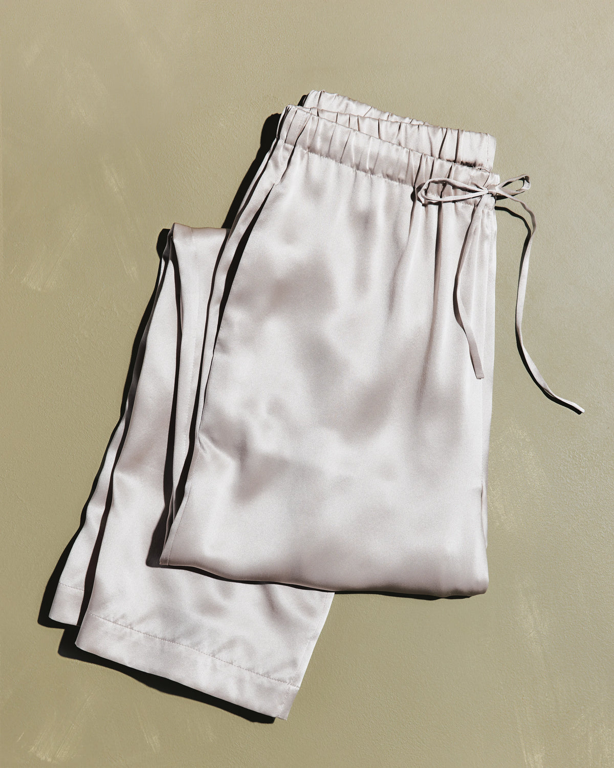 100% Washable Silk Drawstring Wide Leg Pants - XS / Champagne Main image