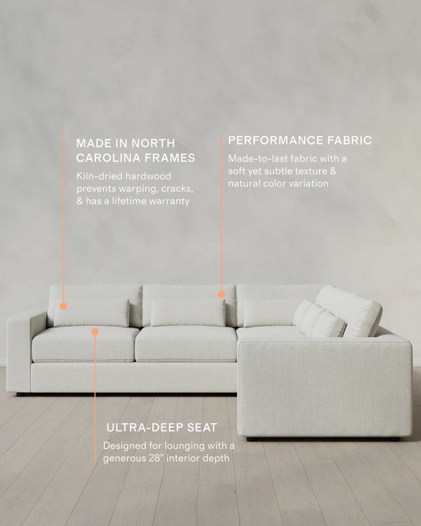 Ashford Deep Seat L Sectional in Performance Chenille Linen Blend - 119x119 / Sorrell