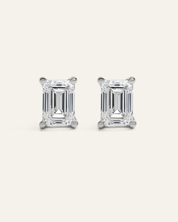 14K Gold Lab Grown Diamond Statement Emerald Studs - 8ctw - One Size / Yellow Gold