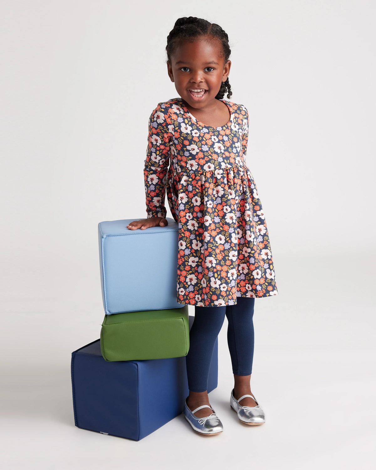 Organic Cotton Long Sleeve Skater Dress - 2T / Red Poppy Garden