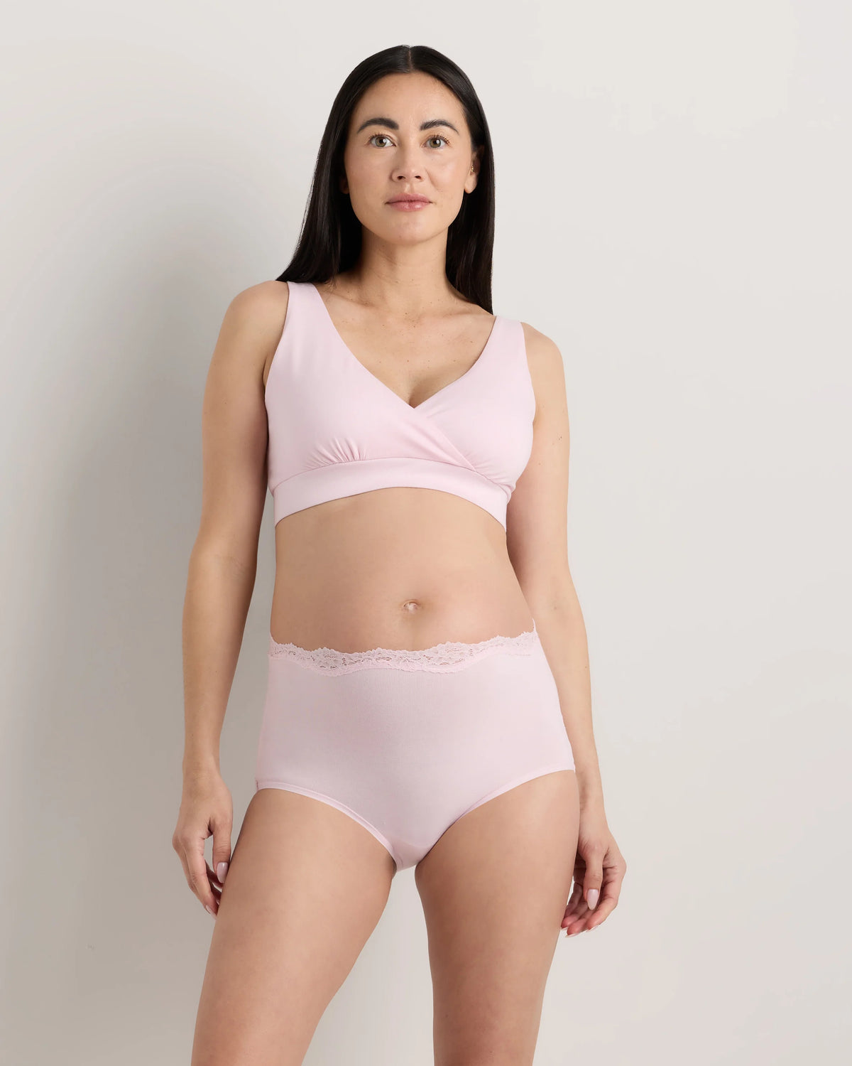 Organic Cotton Lace Trim Maternity & Postpartum Brief (6-pack) - XS / Light Pink Main image