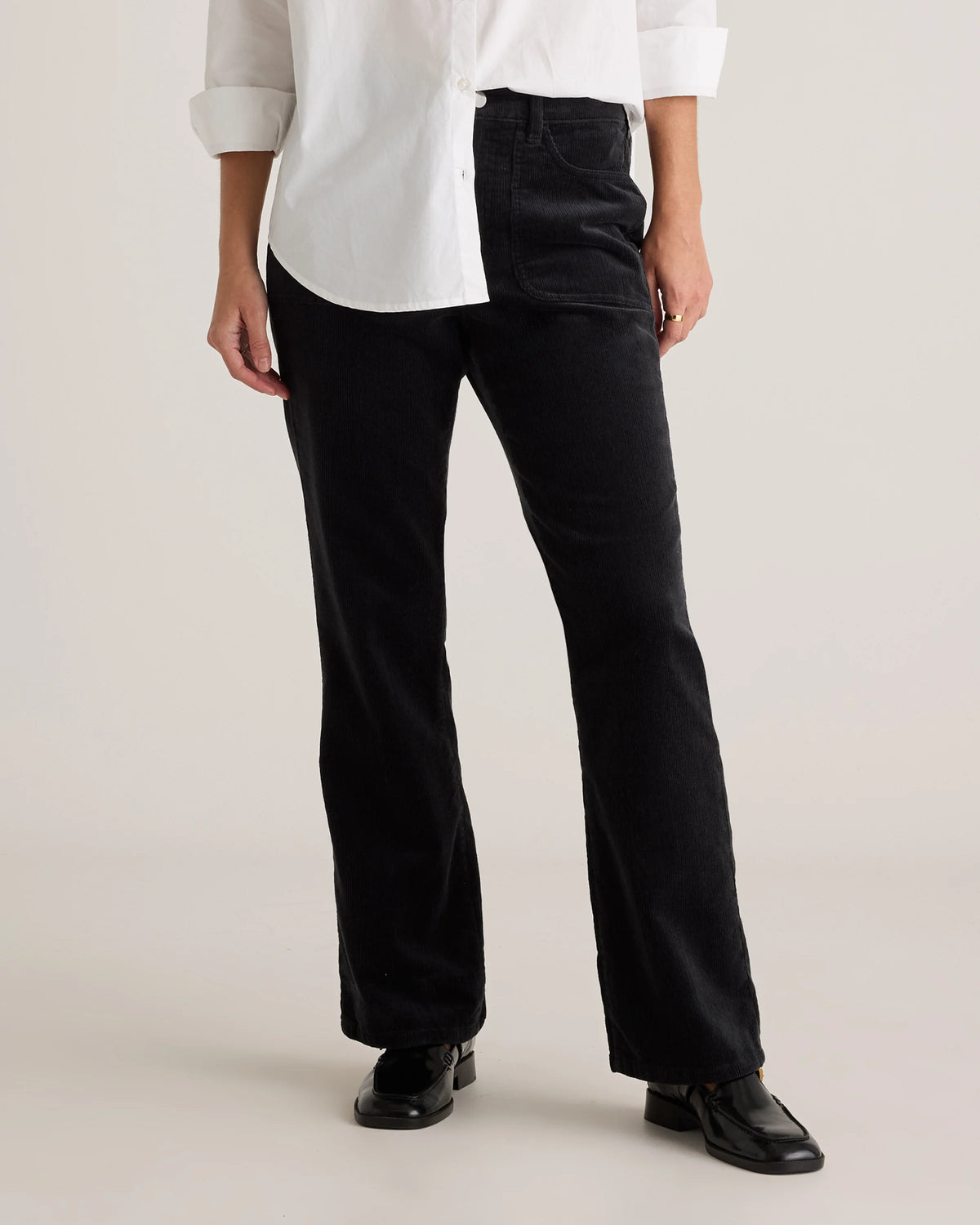 Organic Stretch Corduroy Flare Pants - 0 / Black Main image
