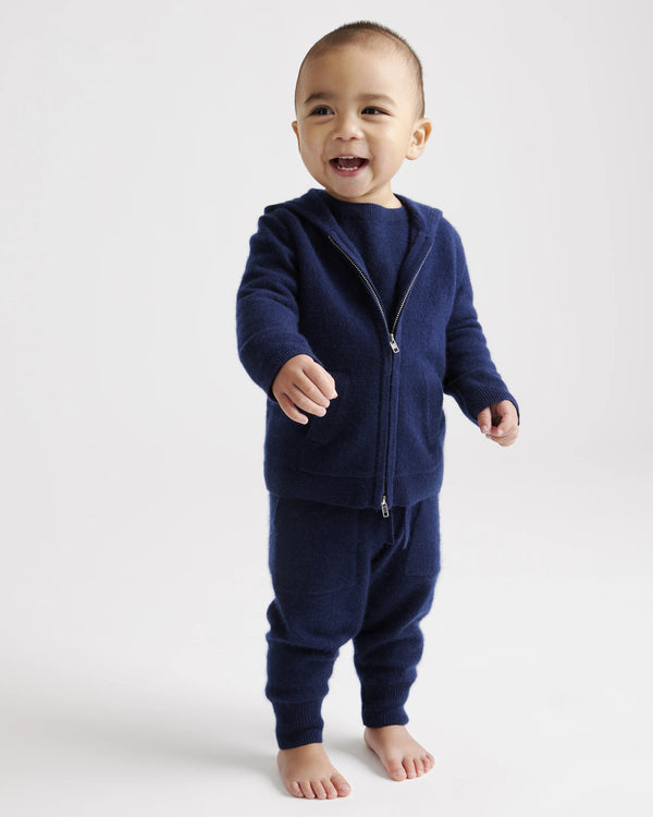 Washable Cashmere Full Zip Hoodie - 3-6M / True Navy