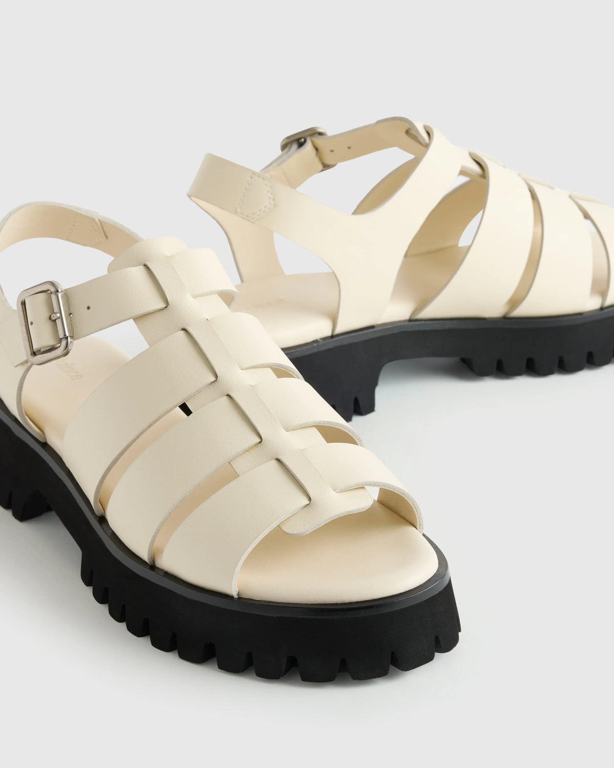 Italian Leather Lug Sole Fisherman Sandal - 5 / Cashew