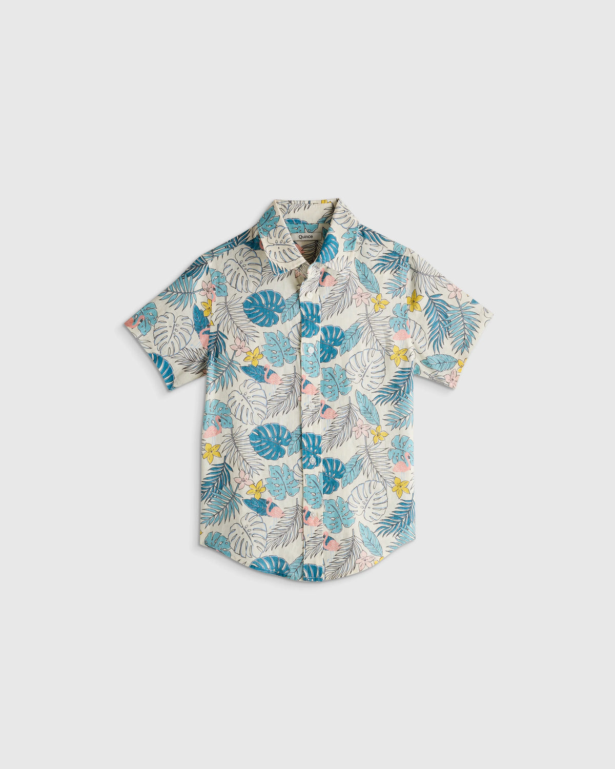 100% European Linen Printed Short Sleeve Shirt - 2T / Multi Palm Main image