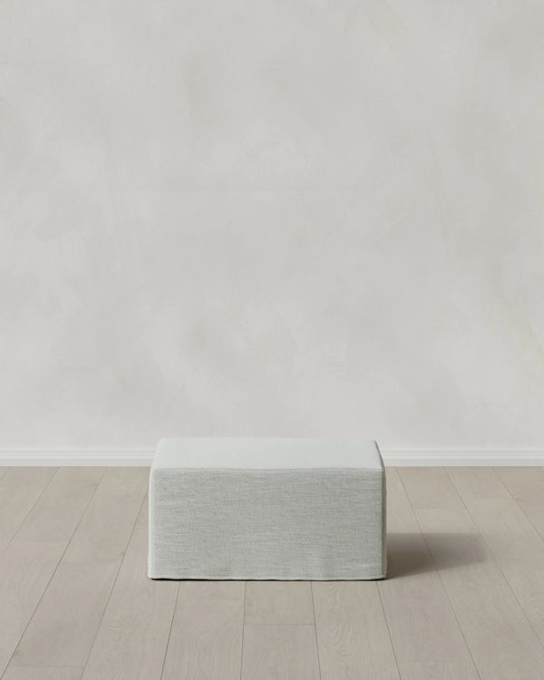 Ellery Slipcover Ottoman in Performance Linen - One Size / Sand