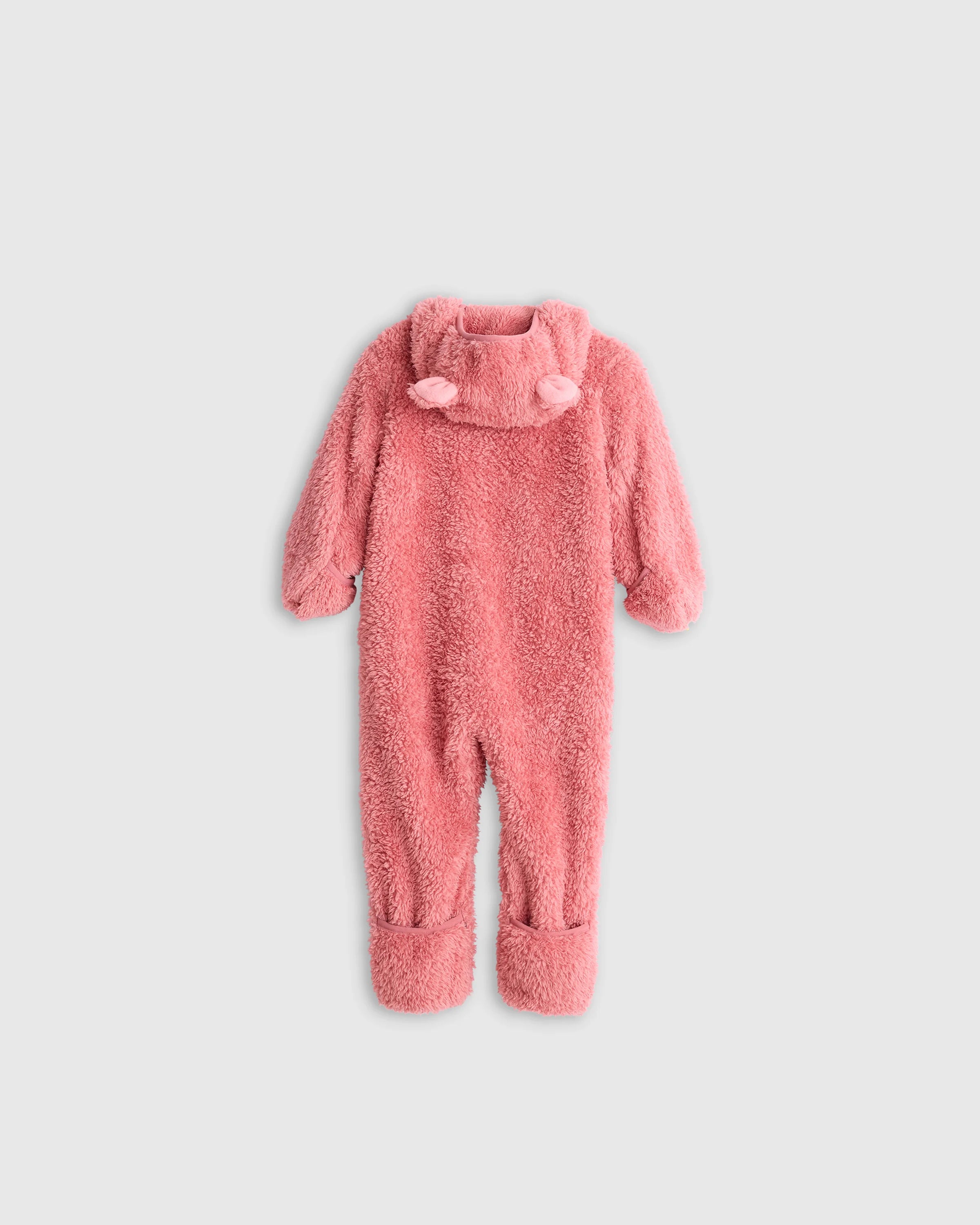Recycled Sherpa Fleece Baby Bear Bunting - 0-3M / Dusty Rose Secondary image