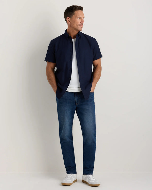 100% Organic Cotton Short Sleeve Oxford Shirt - S / Dark Coal