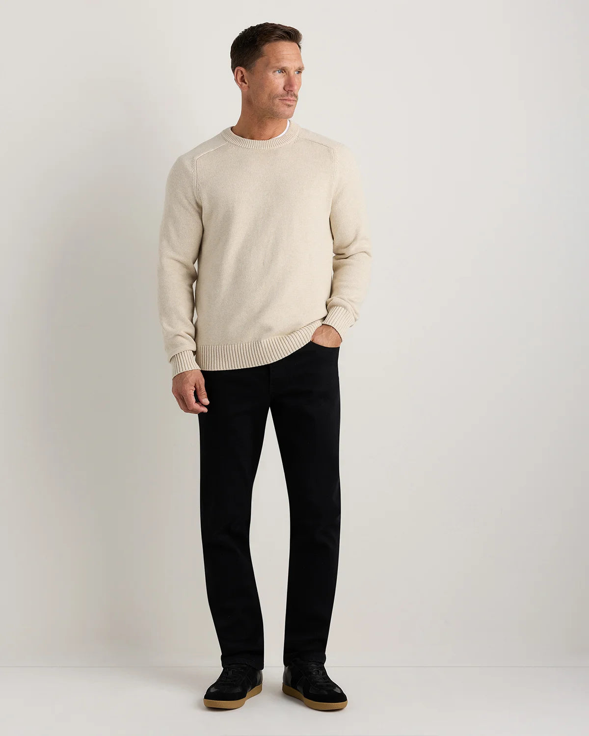 100% Organic Cotton Crewneck Sweater - S / Speckled Beige Secondary image