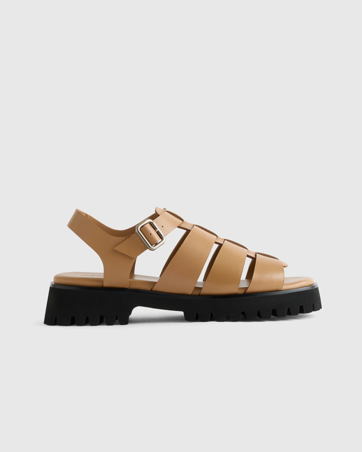 Italian Leather Lug Sole Fisherman Sandal - 5 / Cashew Main image