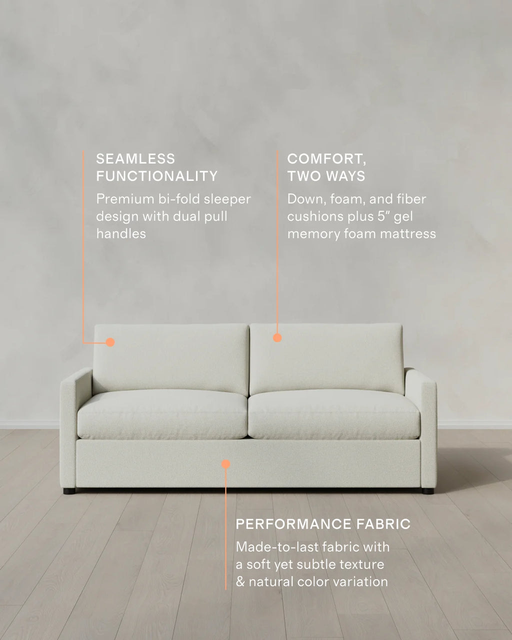 Brennan Sleeper Sofa in Performance Basketweave - Queen / Flax