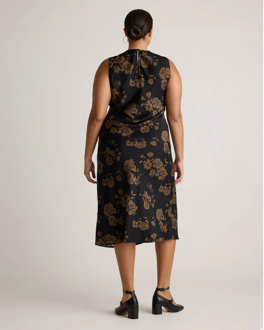 Washable Stretch Silk Tank Midi Dress - XS / Cordovan Red Hibiscus