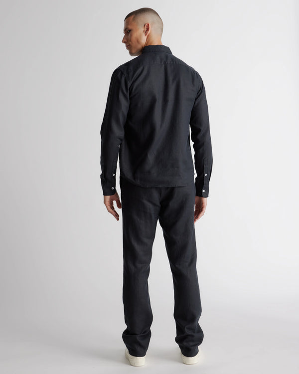 100% European Linen Relaxed Long Sleeve Shirt - XS / Flax