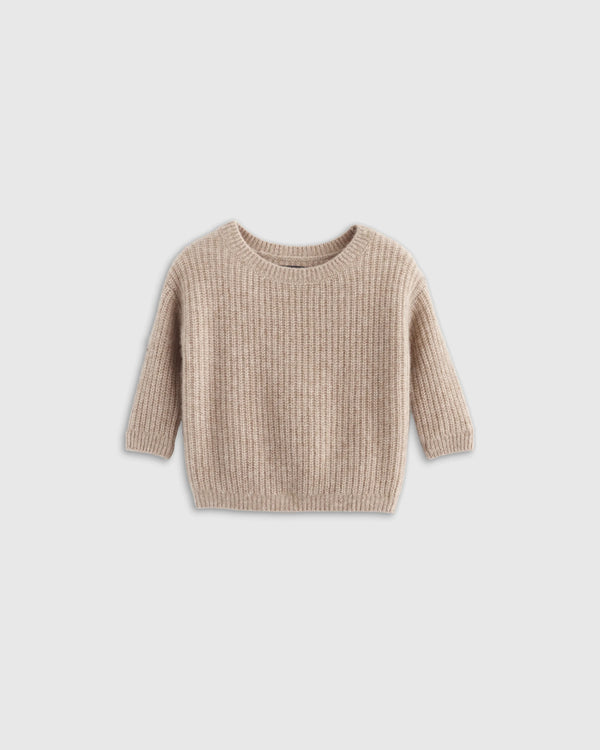 Washable Cashmere Fisherman Tunic Sweater - 3-6M / Heather Grey