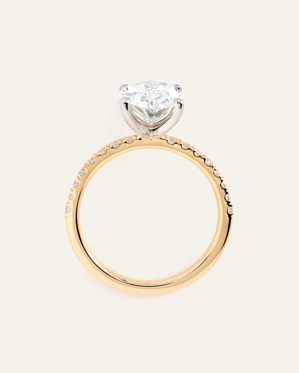 Lab Grown Diamond Oval Petite Pave Engagement Ring - 3ct - 4 / Yellow Gold