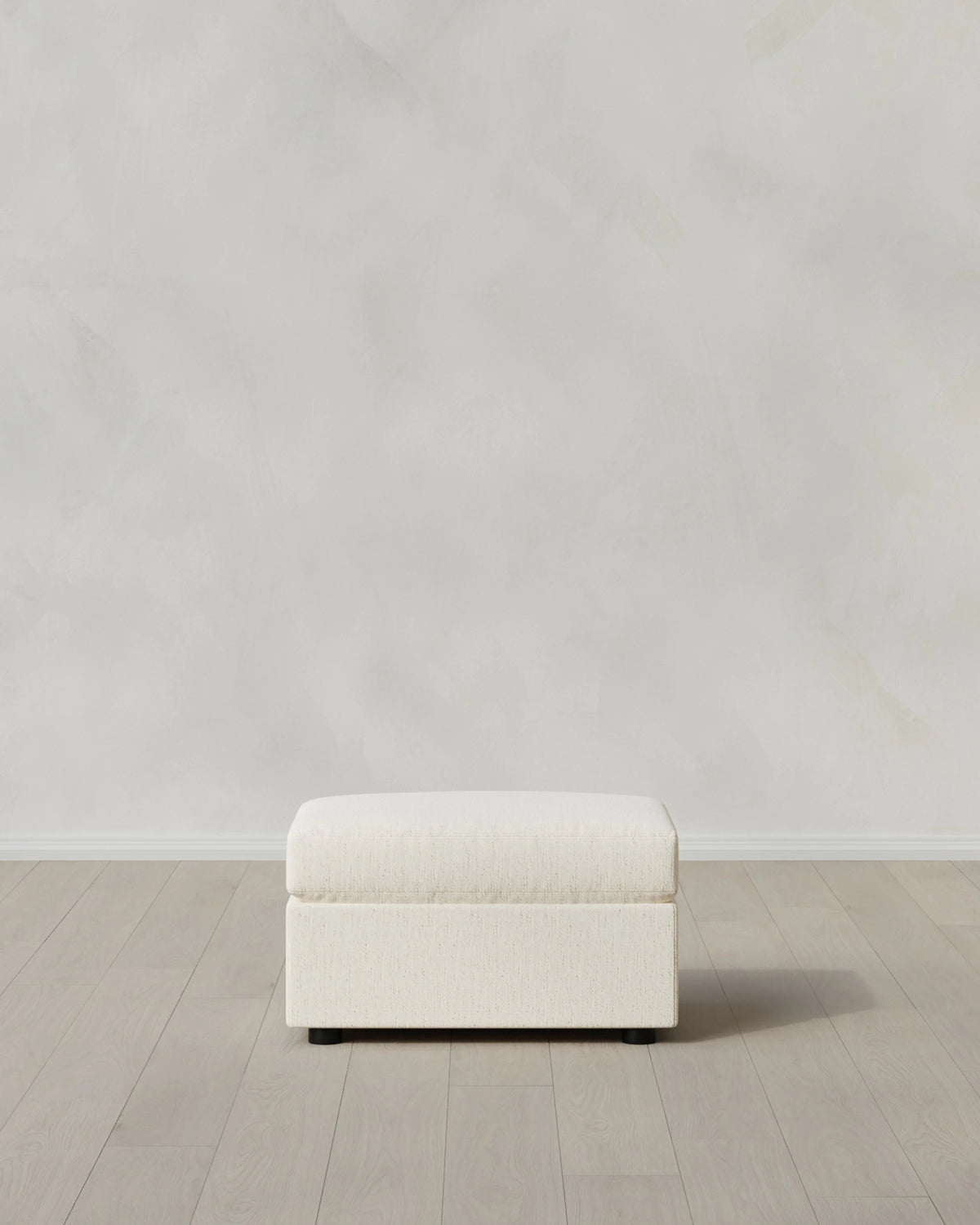 Brennan Ottoman in Performance Chenille Linen Blend - One Size / Snow Main image