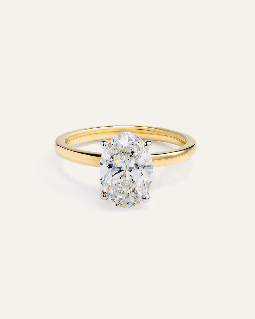 Lab Grown Diamond Oval Comfort Fit Engagement Ring - 2.5ct - 4 / Yellow Gold