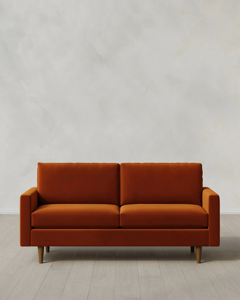 Atlas Midcentury Sofa in Performance Velvet - 6ft / Ivory