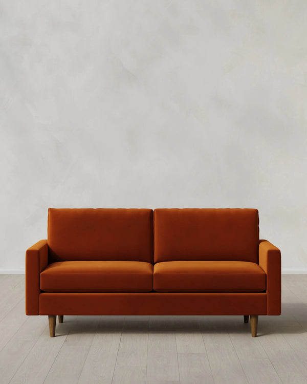 Atlas Midcentury Sofa in Performance Velvet - 6ft / Ivory
