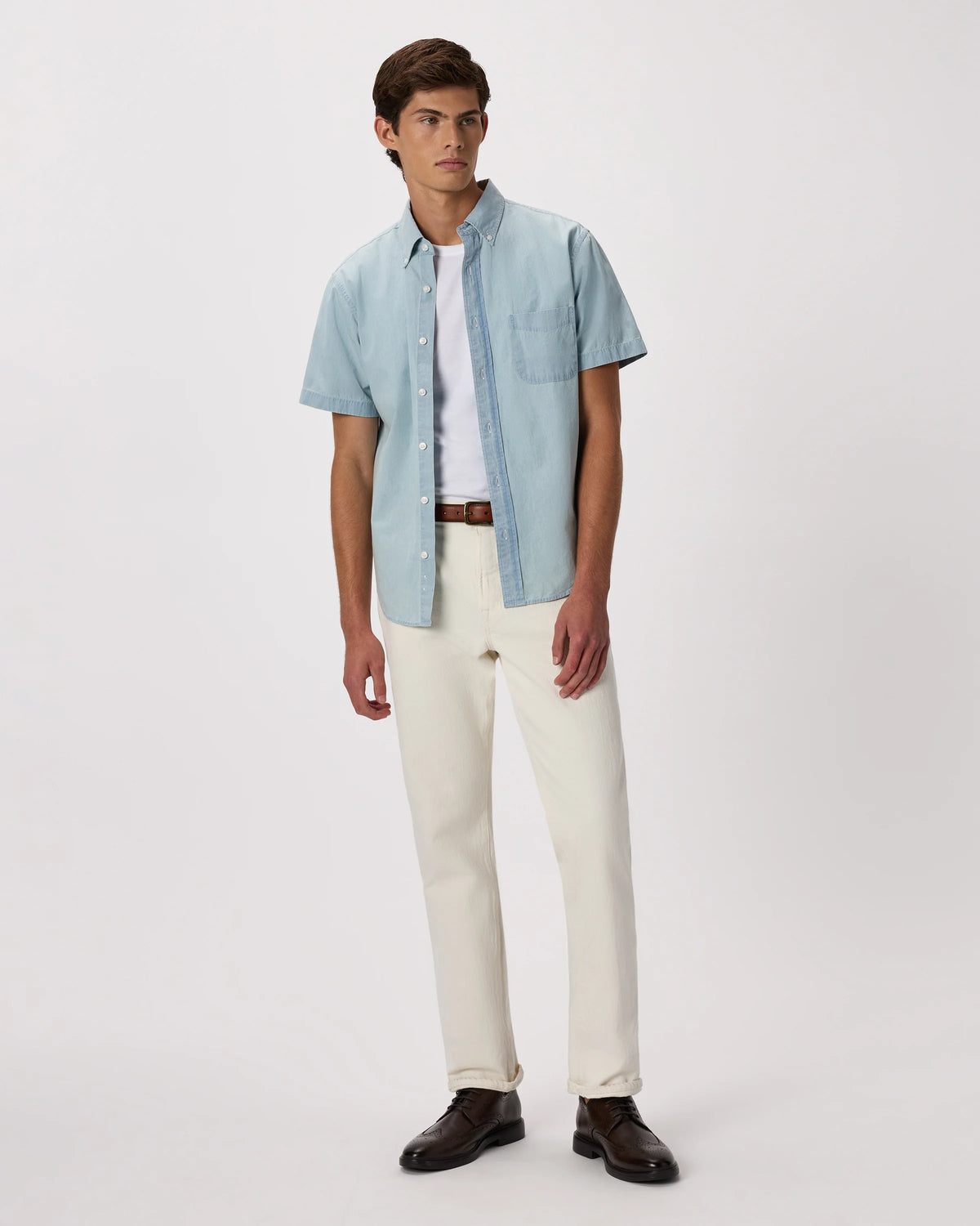 100% Organic Chambray Short Sleeve Shirt - S / Light Chambray Main image