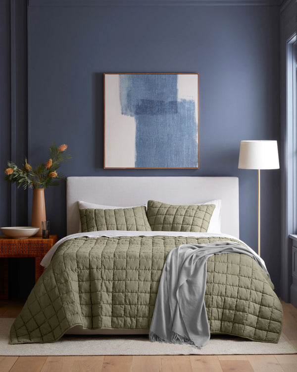 European Linen Box Quilt - Twin / Dusty Mauve